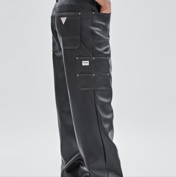 Men Faux leather Pants - Picture 3 of 7